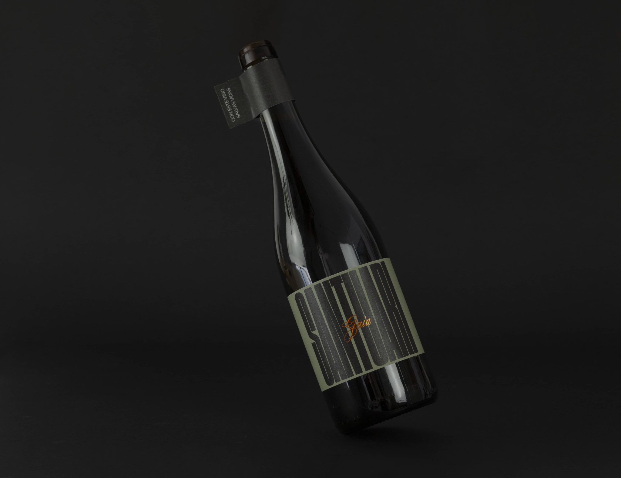 Diseño de etiqueta del vino Santuari para el Santuario Gaia hecho en colaboración con Malahierva vinos. Comprando este vino salvas vidas.